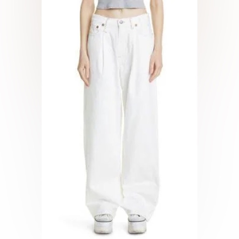 R13 Damon Wide Leg Jeans in "Norma" white